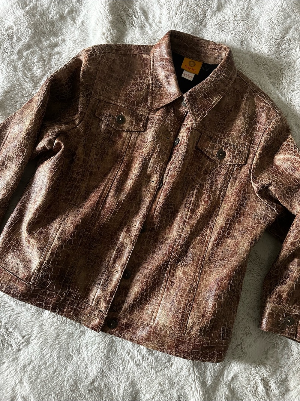 Ruby Rd. Brown Faux-Leather Button-Front Jacket - Picture 2 of 9